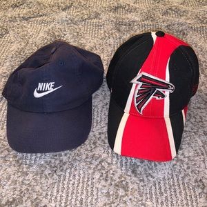 Vintage Reebok Atlanta Falcons and navy Nike hats
